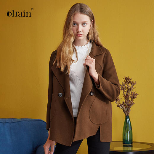 欧芮儿秋冬装2019 新年红色毛呢外套女百搭西装领呢子大衣 商品图0