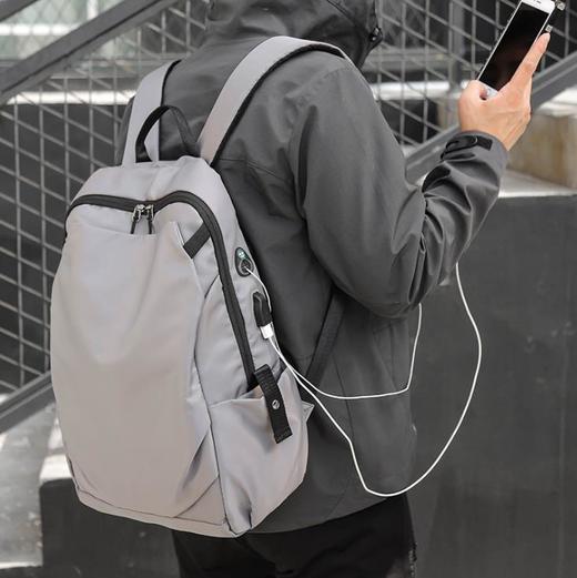（男士双肩包）.男士时尚潮流休闲双肩包学生书包简约旅行电脑包USB背包 商品图1