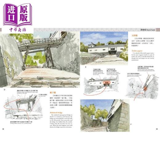 【中商原版】解读「日本城」：现代都市设计家的手绘建筑图说(中英文对照) 港台原版 山田雅夫 邦联文化 商品图2