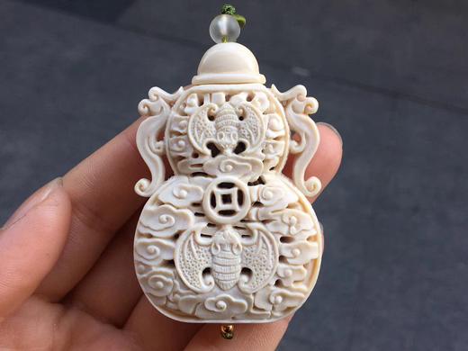 猛犸象牙双福香囊大号牙质冰白细腻工艺极致镂空造型唯美精湛佩戴优雅