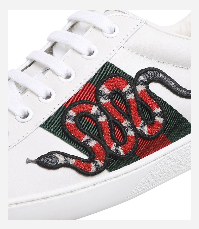 gucci古驰gucci男鞋男士ace系列牛皮蛇形贴花刺绣运动鞋小白鞋456230a