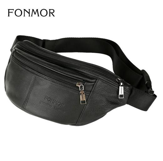 【服饰鞋包】男士运动腰包头层牛皮腰带包 男士腰包胸包 商品图0