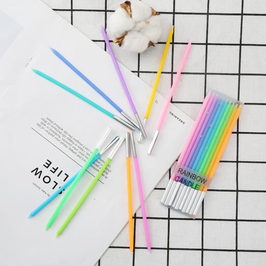 韩式清新盒装彩虹蜡烛 长杆生日节日 装饰蜡烛 10支/板     50板/盒两种规格 商品图1