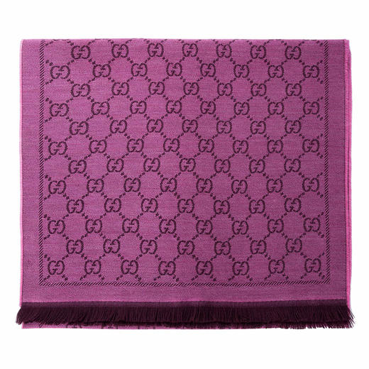 GUCCI/古驰围巾女士经典双G提花流苏边针织羊毛围巾133483 3G200 商品图2