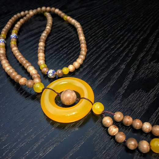 《博物馆》沉香景泰蓝玛瑙福扣吊坠20047412 商品图1