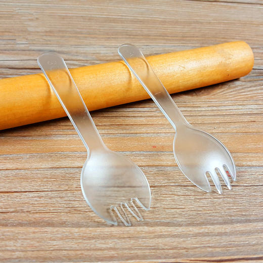 独立包装叉勺100个装 一次性塑料叉勺一体蛋糕三齿西餐汤勺子 商品图2