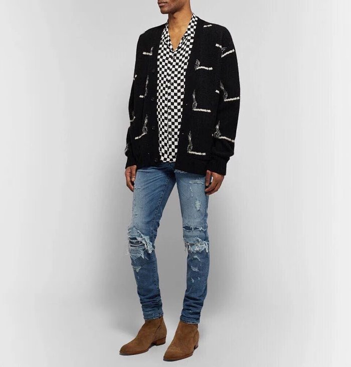 无敌破坏王amiri欧美高街修身破洞小脚牛仔裤