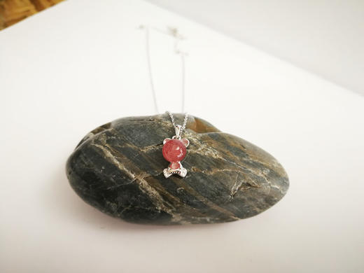 四福珠宝 天然草莓晶吊坠项链s925银饰 可爱熊项链招好运JPY带授权招加盟代理 商品图4