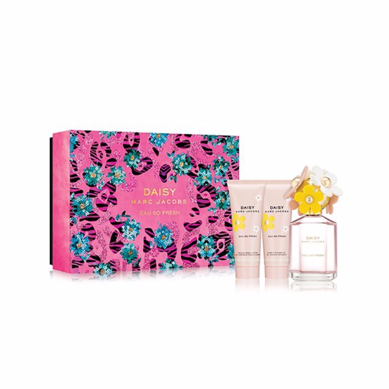 【香港直邮】Marc Jacobs Daisy 粉色小雏菊礼盒装 2017版 (香水75ml+身体乳75ml+沐浴啫喱75ml）JPY带授权招加盟代理