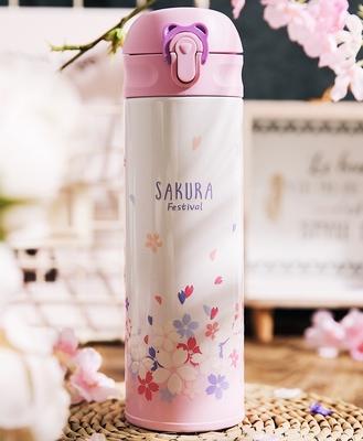 樱花寄语杯具熊3D保温杯成人女士不锈钢水杯480ml 商品图1