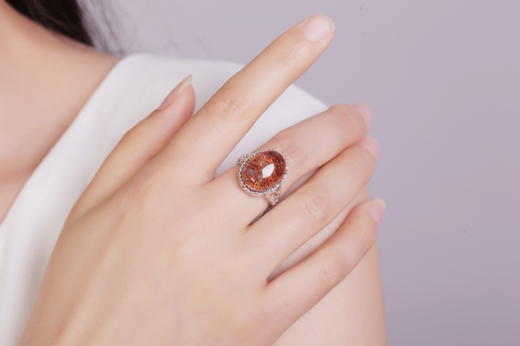 四福珠宝 S925 纯银天然红幽灵戒指 开口JPY带授权招加盟代理 商品图7