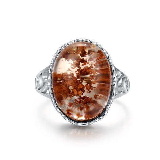 四福珠宝 S925 纯银天然红幽灵戒指 开口JPY带授权招加盟代理 商品图1