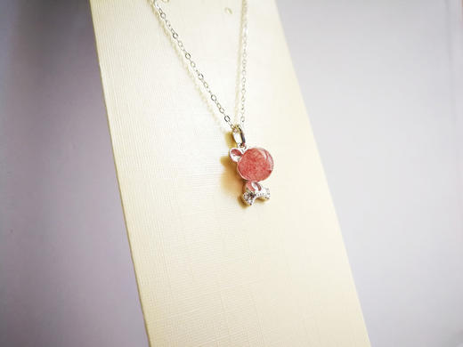 四福珠宝 天然草莓晶吊坠项链s925银饰 可爱熊项链招好运JPY带授权招加盟代理 商品图7