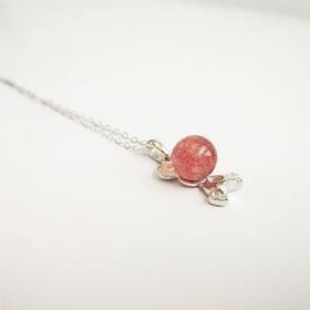 四福珠宝 天然草莓晶吊坠项链s925银饰 可爱熊项链招好运JPY带授权招加盟代理