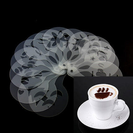 咖啡印花模16入 花式咖啡印花 奶茶饮品奶泡蛋糕塑料模板多款可选 商品图2