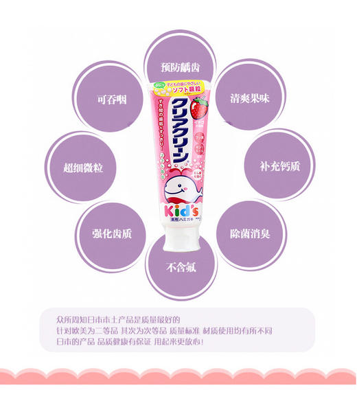 日本进口KAO花王儿童可吞咽木糖醇牙膏 70g 草莓味   哈密瓜味JPY带授权招加盟代理 商品图4