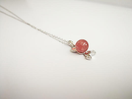 四福珠宝 天然草莓晶吊坠项链s925银饰 可爱熊项链招好运JPY带授权招加盟代理 商品图3