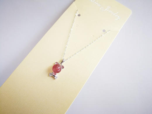 四福珠宝 天然草莓晶吊坠项链s925银饰 可爱熊项链招好运JPY带授权招加盟代理 商品图8
