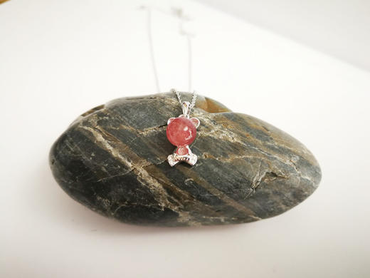 四福珠宝 天然草莓晶吊坠项链s925银饰 可爱熊项链招好运JPY带授权招加盟代理 商品图6