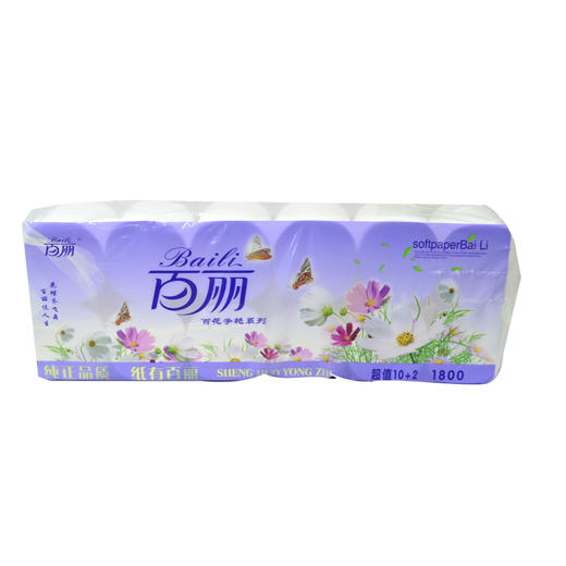 百丽短卷卫生纸12卷1800g 商品图0
