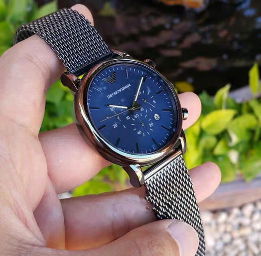 阿玛尼三眼钢带男士石英手表,瑞士进口石英机芯 配全套包装