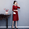 WXG-19090秋冬新款气质妈妈装连衣裙 商品缩略图4