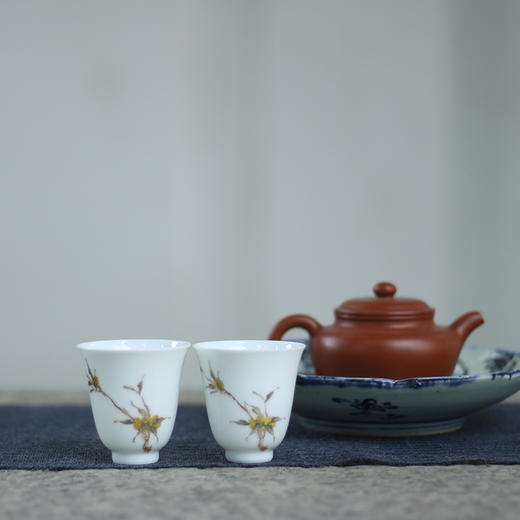 梅记  桂花杯  景德镇传统白瓷釉下五彩手绘折枝桂花玉兰 品茗杯 商品图2
