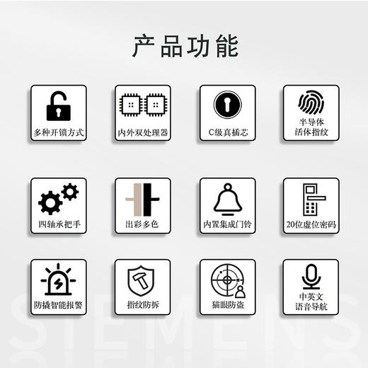 员工内购平台西门子指纹锁 智能锁家用防盗门锁智能电子锁密码锁磁卡锁 C320 商品图1