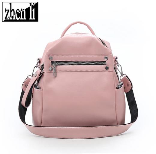 【服饰鞋包】 女包 简约时尚复古风女式双肩包 纯色背包 商品图0