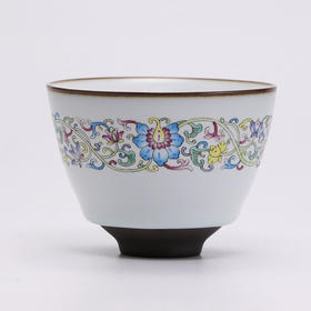 功夫茶具.珐琅彩主人杯单杯.手绘缠枝莲