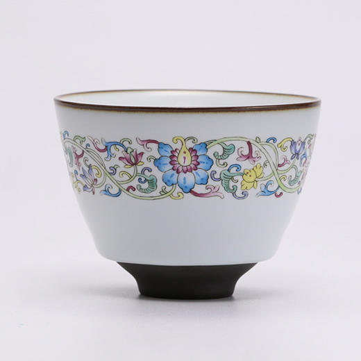 功夫茶具.珐琅彩主人杯单杯.手绘缠枝莲 商品图0