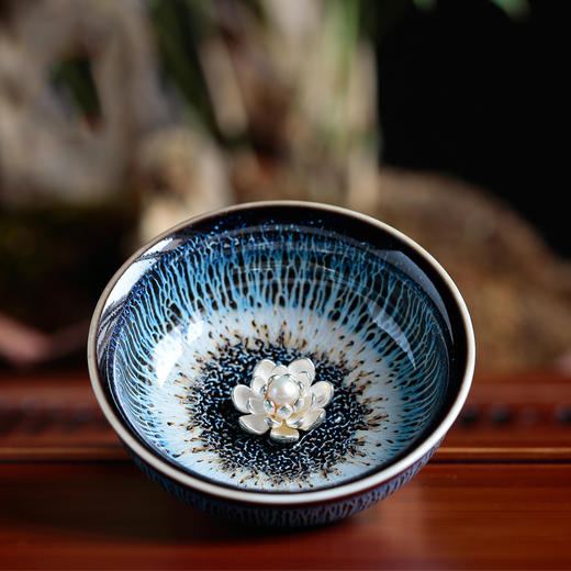 功夫茶具.窑变天目盏银杯品茗杯 商品图0