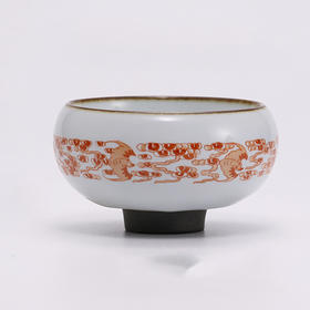 功夫茶具.珐琅彩主人杯单杯.手绘粉彩蝙蝠图案