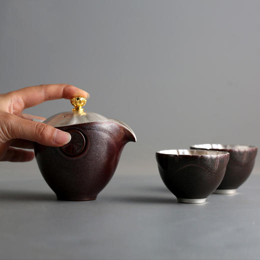 鎏银快客杯一壶二杯 便携茶具套装 商品图1