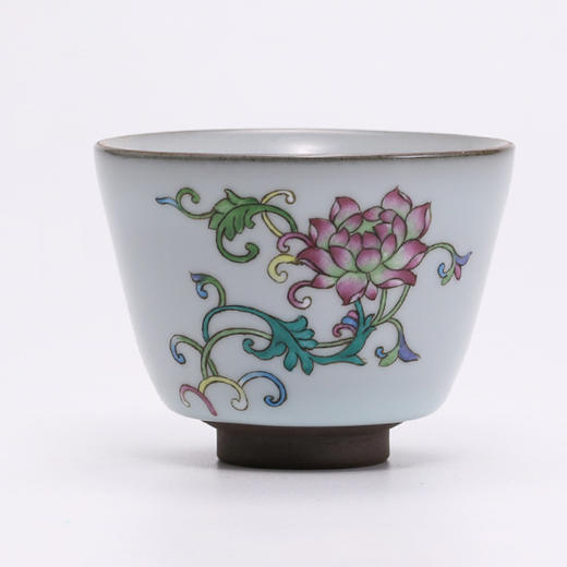 功夫茶具.珐琅彩主人杯单杯.手绘粉彩香莲杯 商品图0