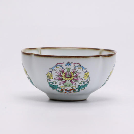 功夫茶具.珐琅彩主人杯单杯.手绘粉彩太阳花图案 商品图0