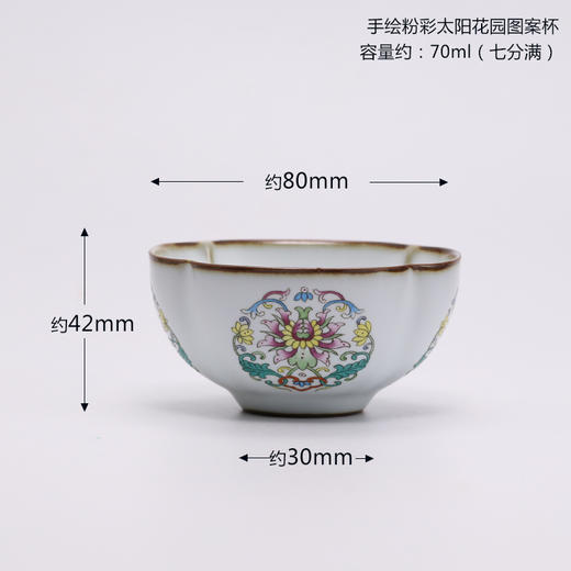 功夫茶具.珐琅彩主人杯单杯.手绘粉彩太阳花图案 商品图1