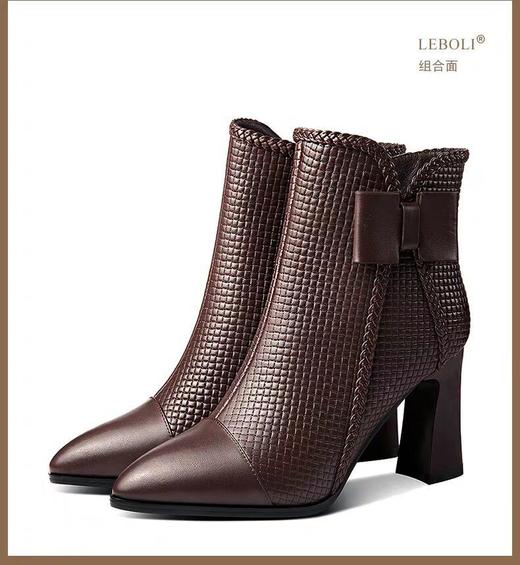 LN-9199新款尖头蝴蝶结侧拉链时尚马丁靴 商品图4