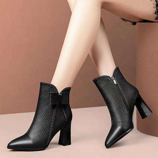 LN-9199新款尖头蝴蝶结侧拉链时尚马丁靴 商品图1