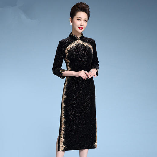 MY-69223秋季新款立领绣花旗袍裙 商品图2