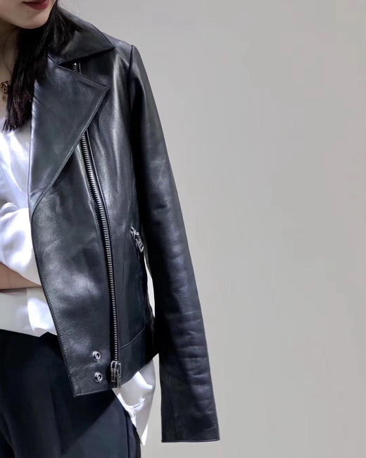 马车 立领 新款女士羊皮机车真皮衣/皮夹克 特惠 Z-3772 商品图3