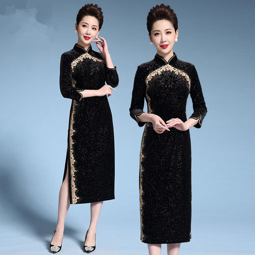 MY-69223秋季新款立领绣花旗袍裙 商品图0