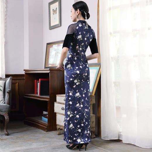 DLQ-A2186秋季长款高档蚀骨旗袍年轻款少女改良连衣裙 商品图1