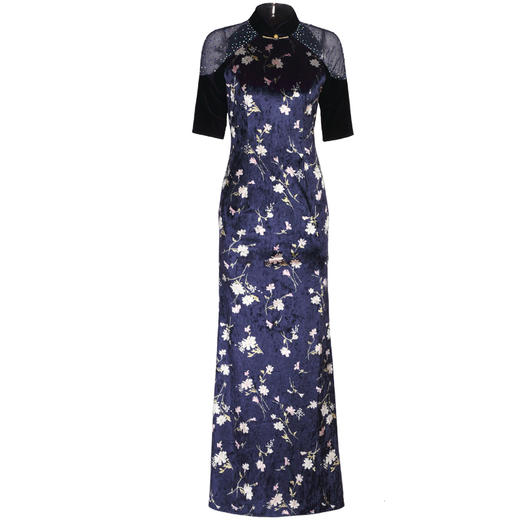 DLQ-A2186秋季长款高档蚀骨旗袍年轻款少女改良连衣裙 商品图3