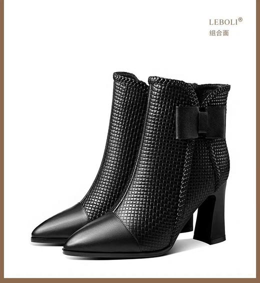 LN-9199新款尖头蝴蝶结侧拉链时尚马丁靴 商品图3