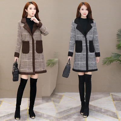 HT 5140 小香风毛呢羊羔绒大衣女2019流行西装领 商品图0