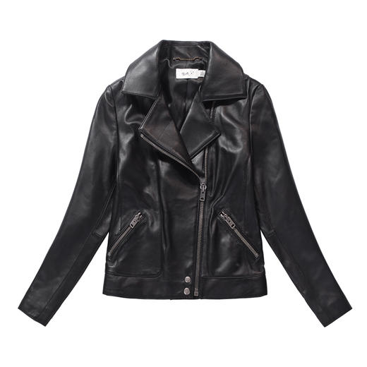 马车 立领 新款女士羊皮机车真皮衣/皮夹克 特惠 Z-3772 商品图4