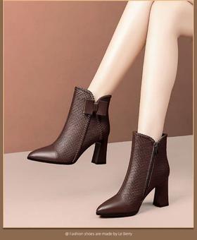 LN-9199新款尖头蝴蝶结侧拉链时尚马丁靴