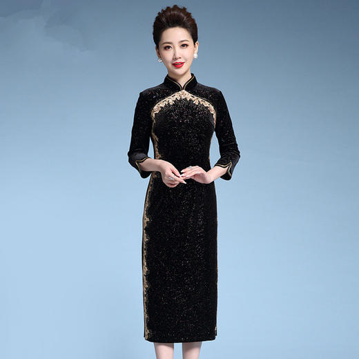 MY-69223秋季新款立领绣花旗袍裙 商品图1