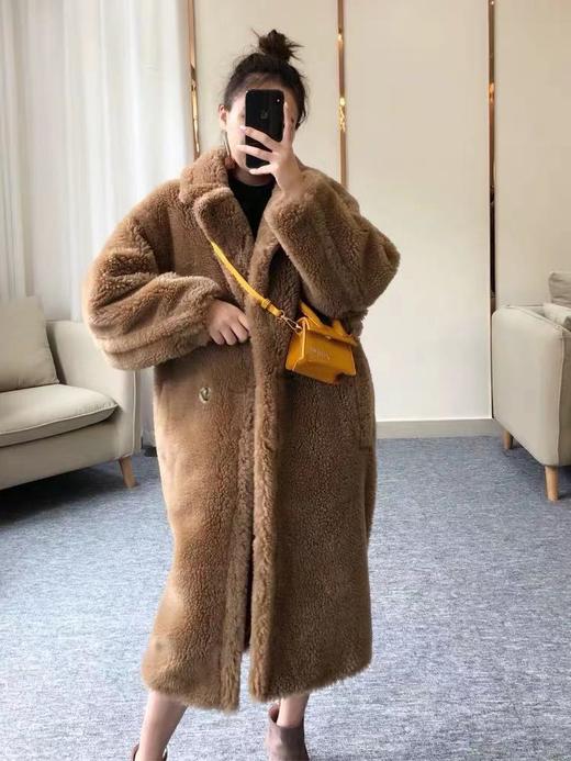 max明星同款茧型羊剪绒颗粒泰迪熊中长款大衣外套